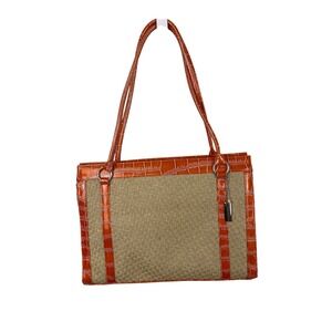 Sag Harbor Woven Tote Bag Orange Faux Croc Leather Shoulder Bag NWOT